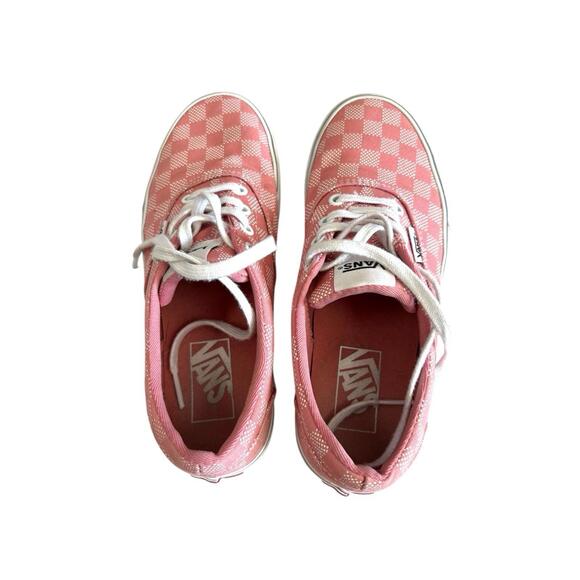 Size 6.5 - VANS tennis shoes Pink Womans Checkered - Picture 2 of 11
